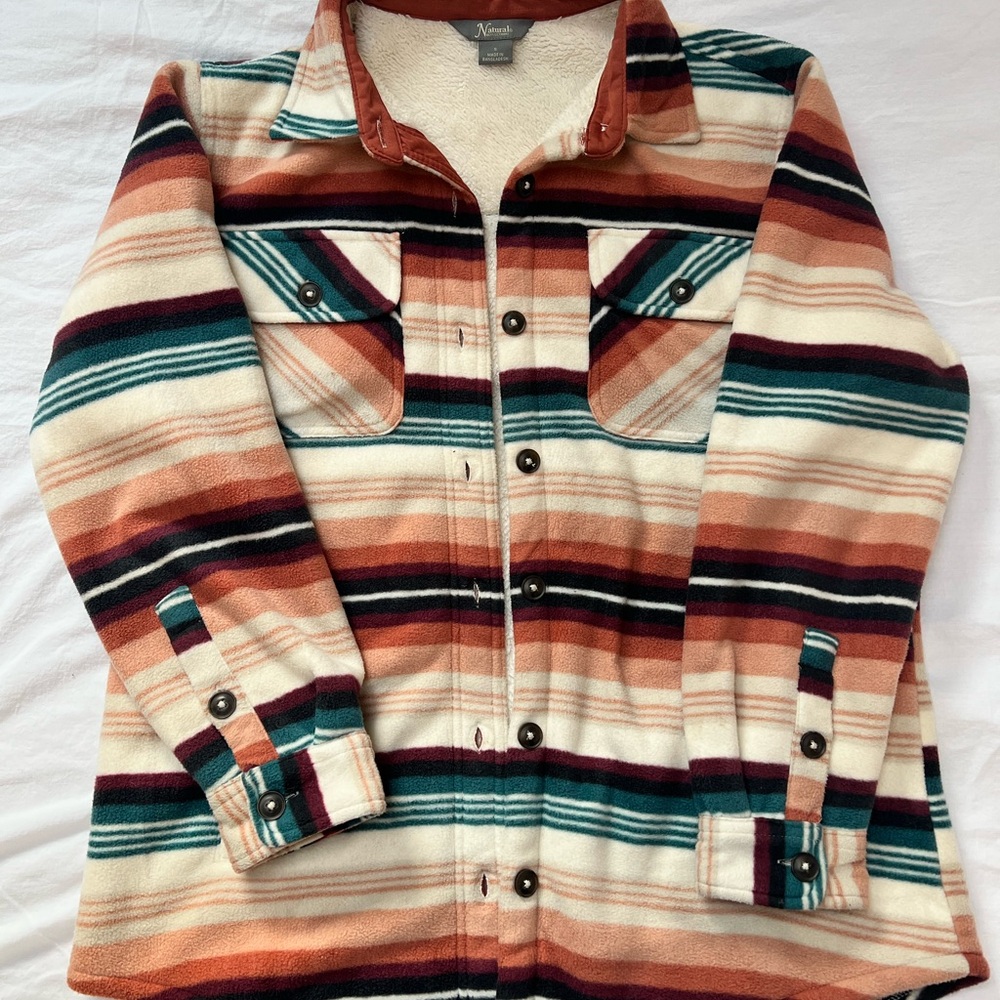 Fleece Striped Button-Up Shacket